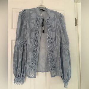 Fashion Nova Light Blue Lace Blouse